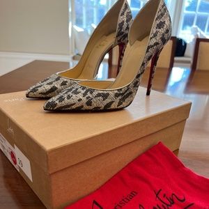 Christian Louboutin Shiny Leopard Print Pumps
